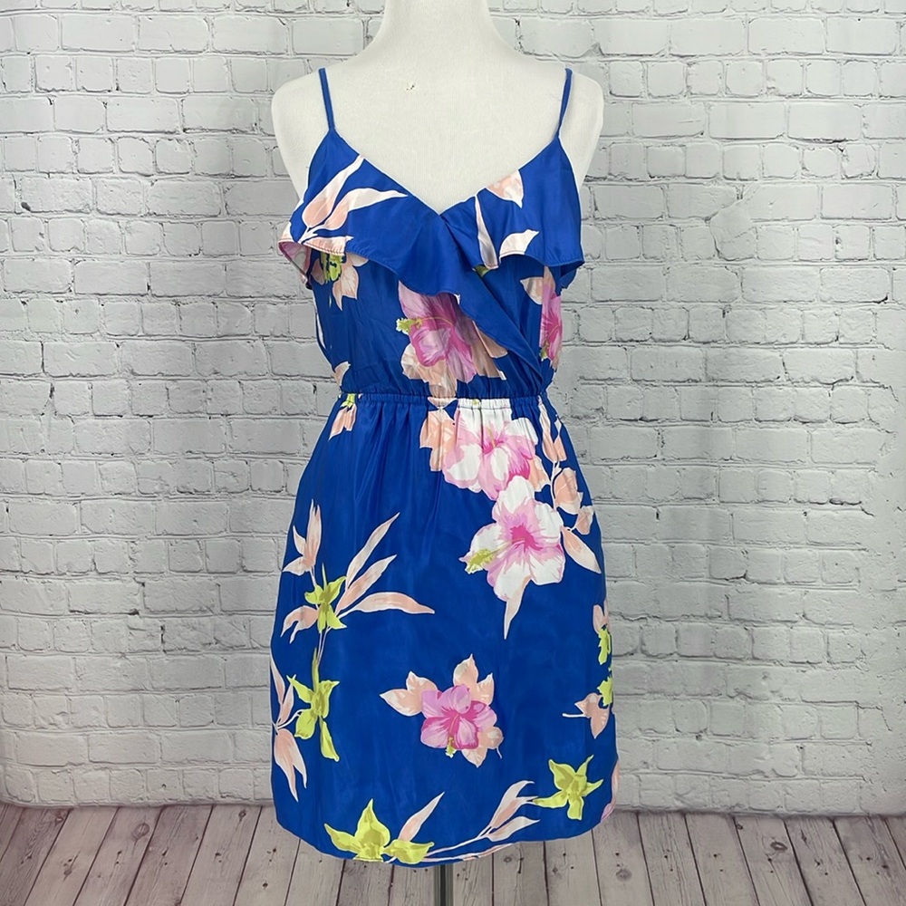 Flawed Some Spots Satin Silky-Feel Hawaiian Flowers American Eagle Tank Dress XS